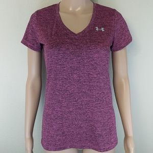 [Under Armour] Heathered Pink V Neck Heat Gear